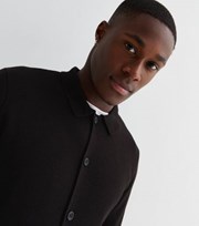 New Look Black Fine Knit Button Collared Cardigan